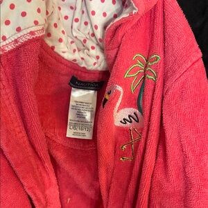 Nautica Girls Pink Flamingo Hooded Swim Coverup